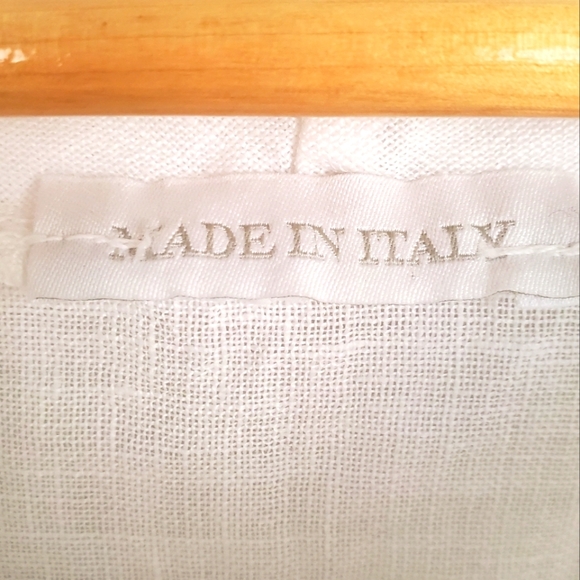 Made In Italy. Linen Cowl Neck 3/4 Sleeve Top. White. O/S - Picture 3 of 9